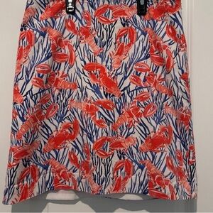 Talbots Red and Blue Lobster Print Skater Skirt